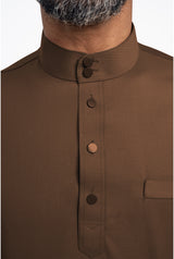 Patawali Modern Fit Baju Melayu Cekak Musang - Coffee Brown