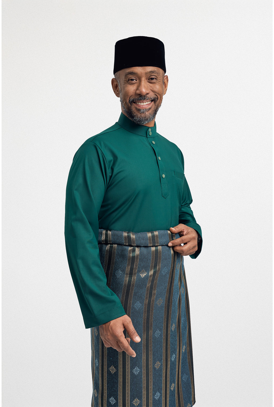 Patawali Modern Fit Baju Melayu Cekak Musang - Deep Green