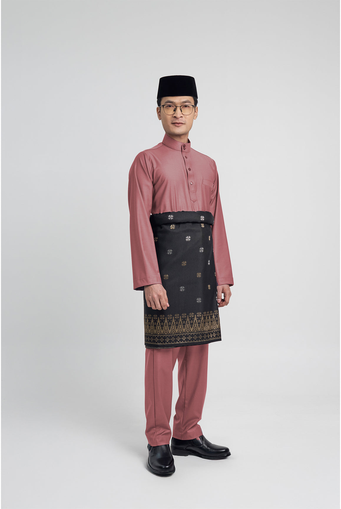 Patawali Modern Fit Baju Melayu Cekak Musang - Dark Rose