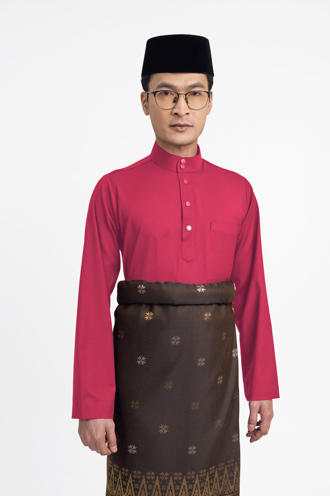 Patawali Modern Fit Baju Melayu Cekak Musang - Rose Red