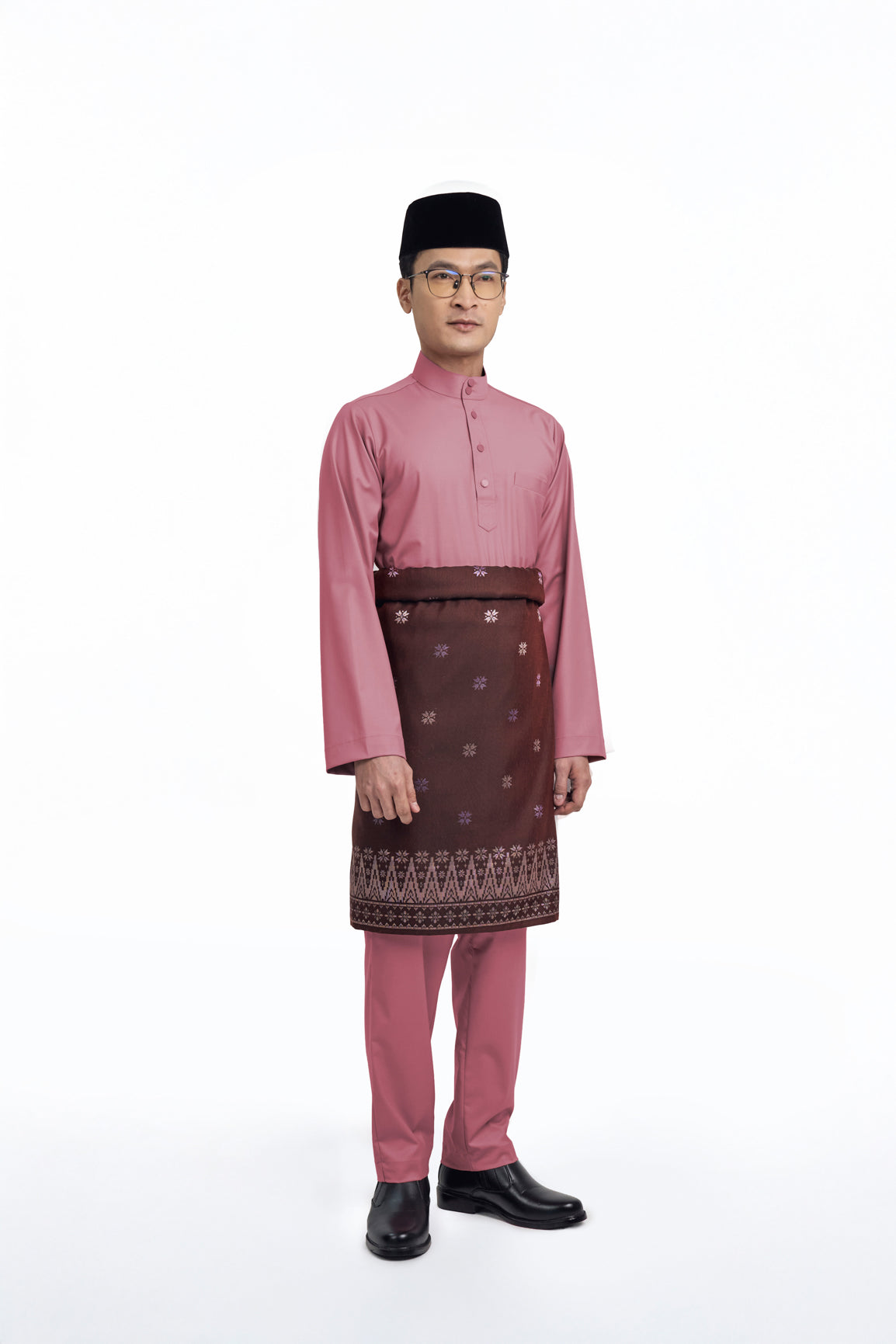Patawali Modern Fit Baju Melayu Cekak Musang - Pink Belacan