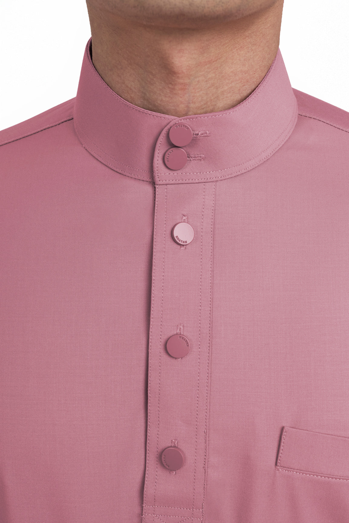 Patawali Modern Fit Baju Melayu Cekak Musang - Pink Belacan