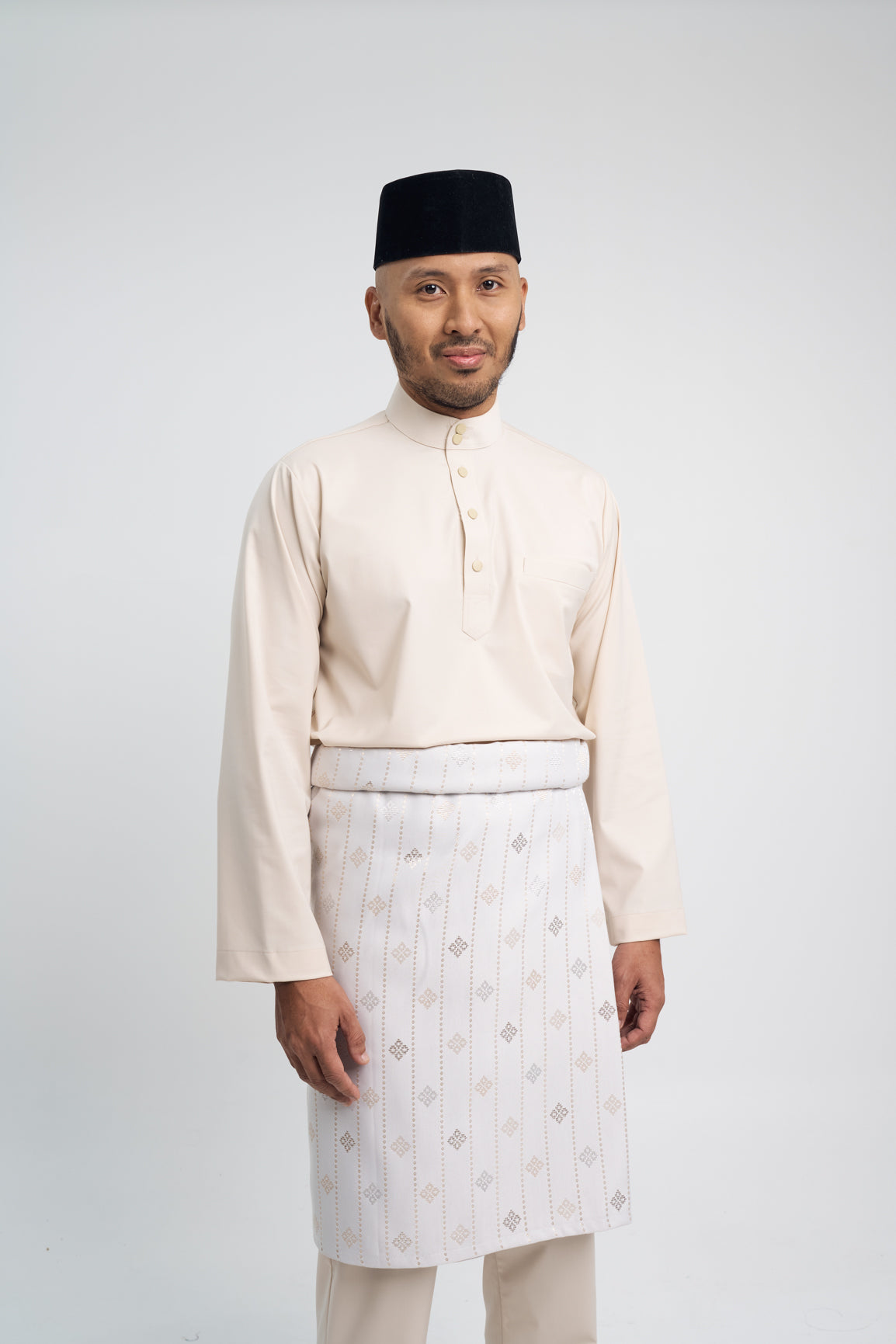 Patawali Modern Fit Baju Melayu Cekak Musang - Ecru Beige