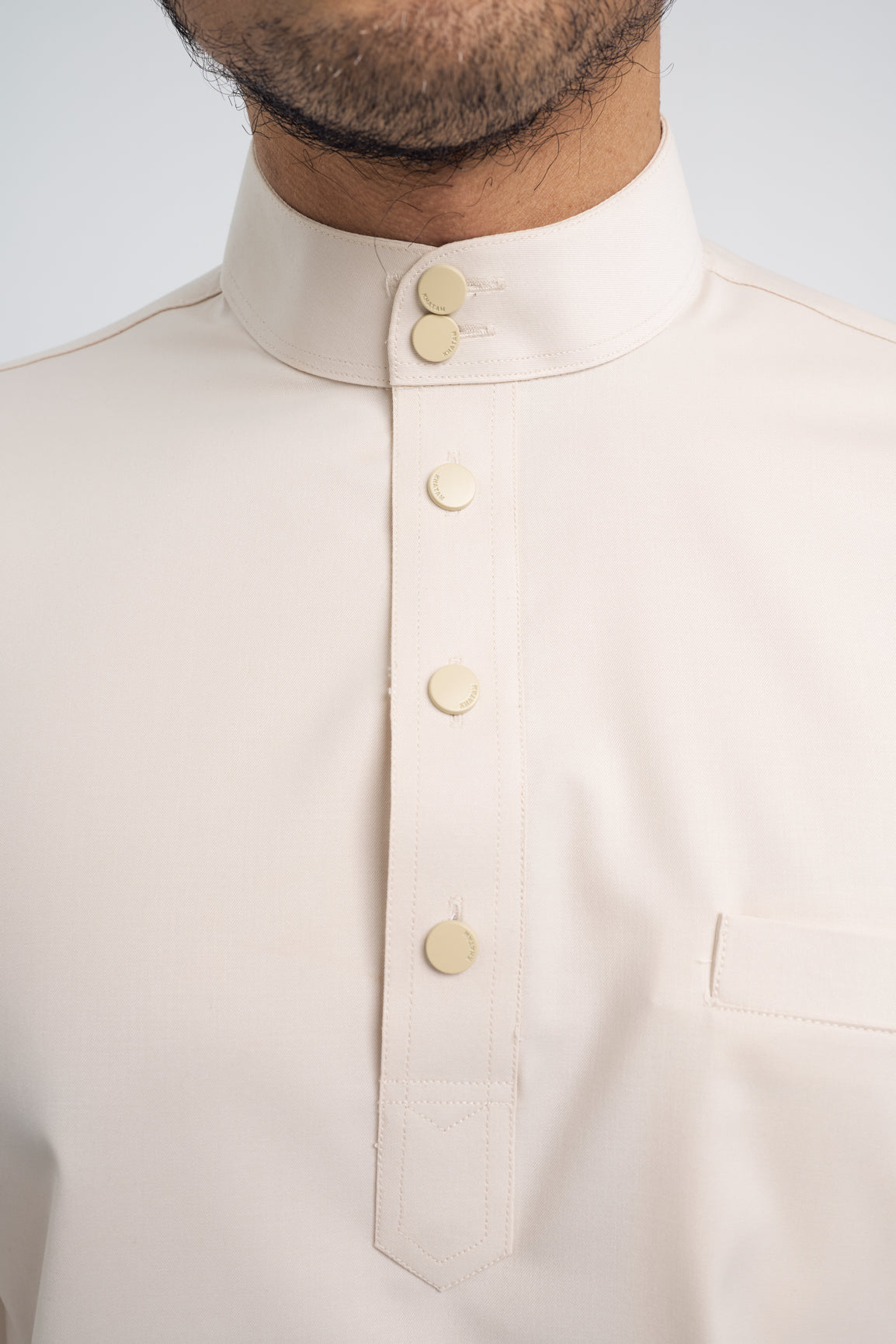 Patawali Modern Fit Baju Melayu Cekak Musang - Ecru Beige