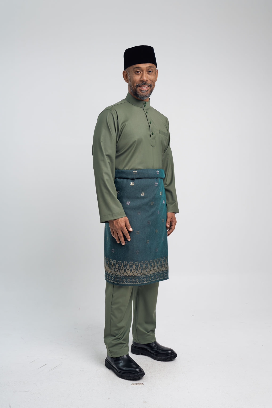 Patawali Modern Fit Baju Melayu Cekak Musang - Pickle Green