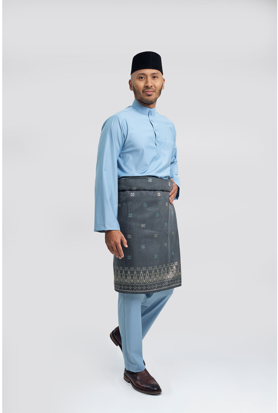 Patawali Modern Fit Baju Melayu Cekak Musang - Light Blue