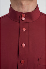 Patawali Modern Fit Baju Melayu Cekak Musang - Mahogany Red