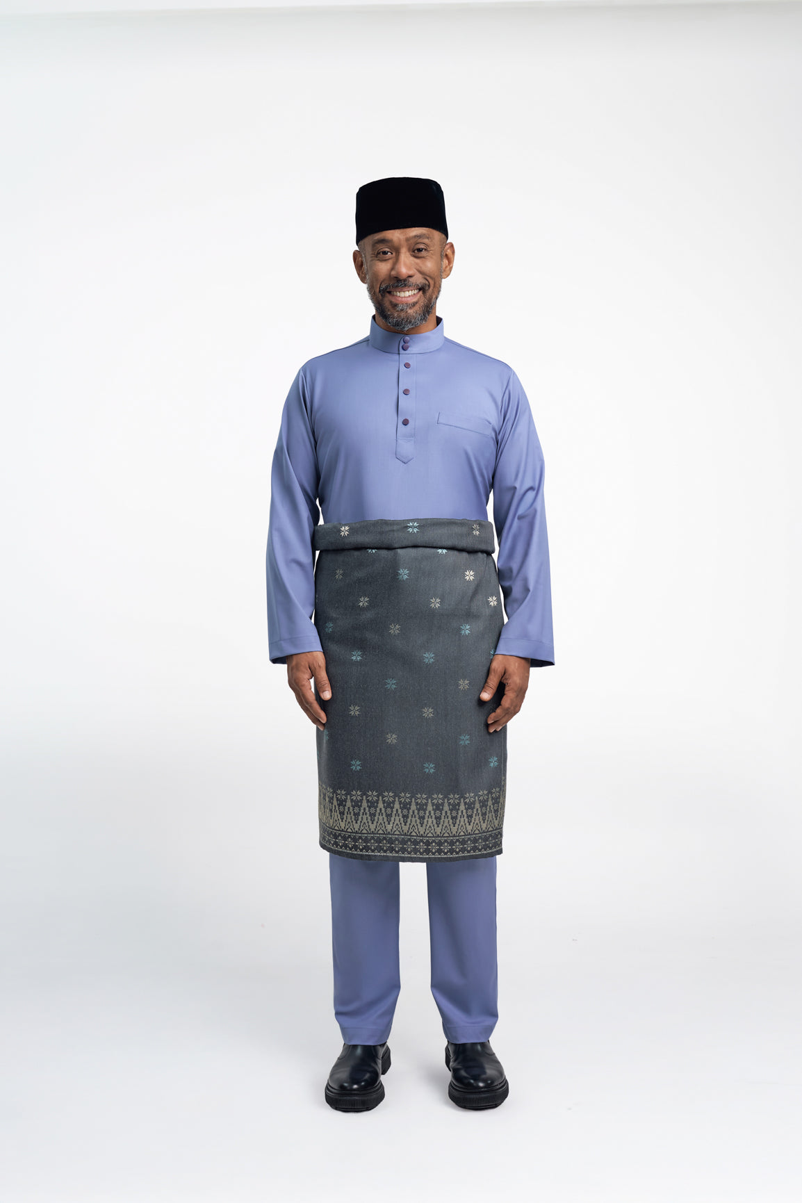 Patawali Modern Fit Baju Melayu Cekak Musang - Stone Blue