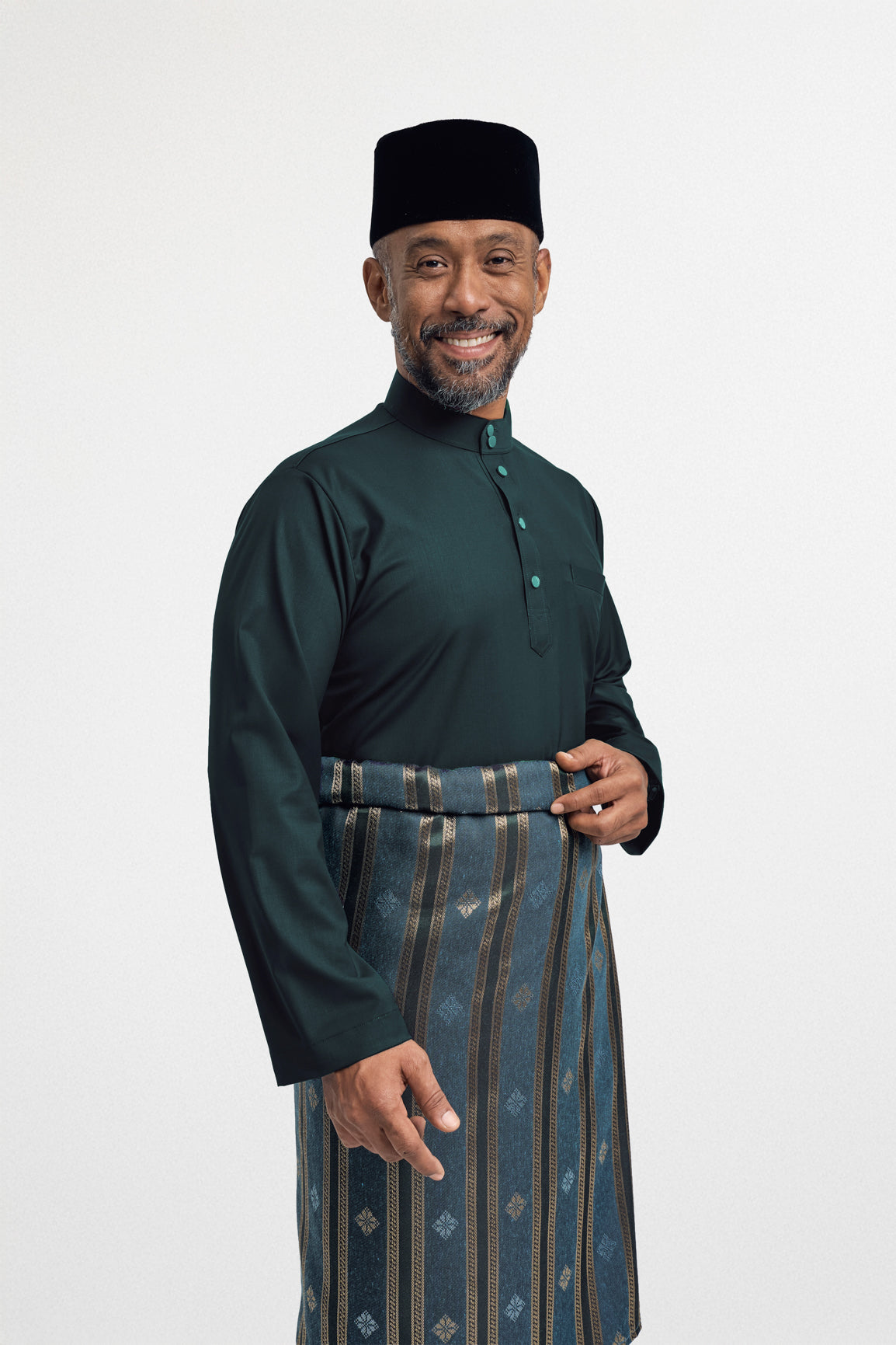 Patawali Modern Fit Baju Melayu Cekak Musang - Deep Green