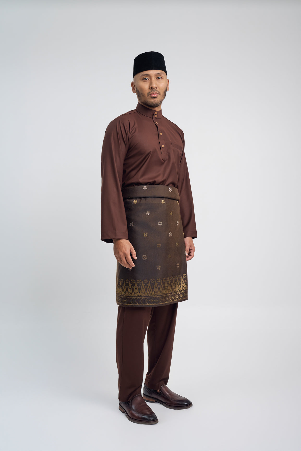 Patawali Modern Fit Baju Melayu Cekak Musang - Dark Brown