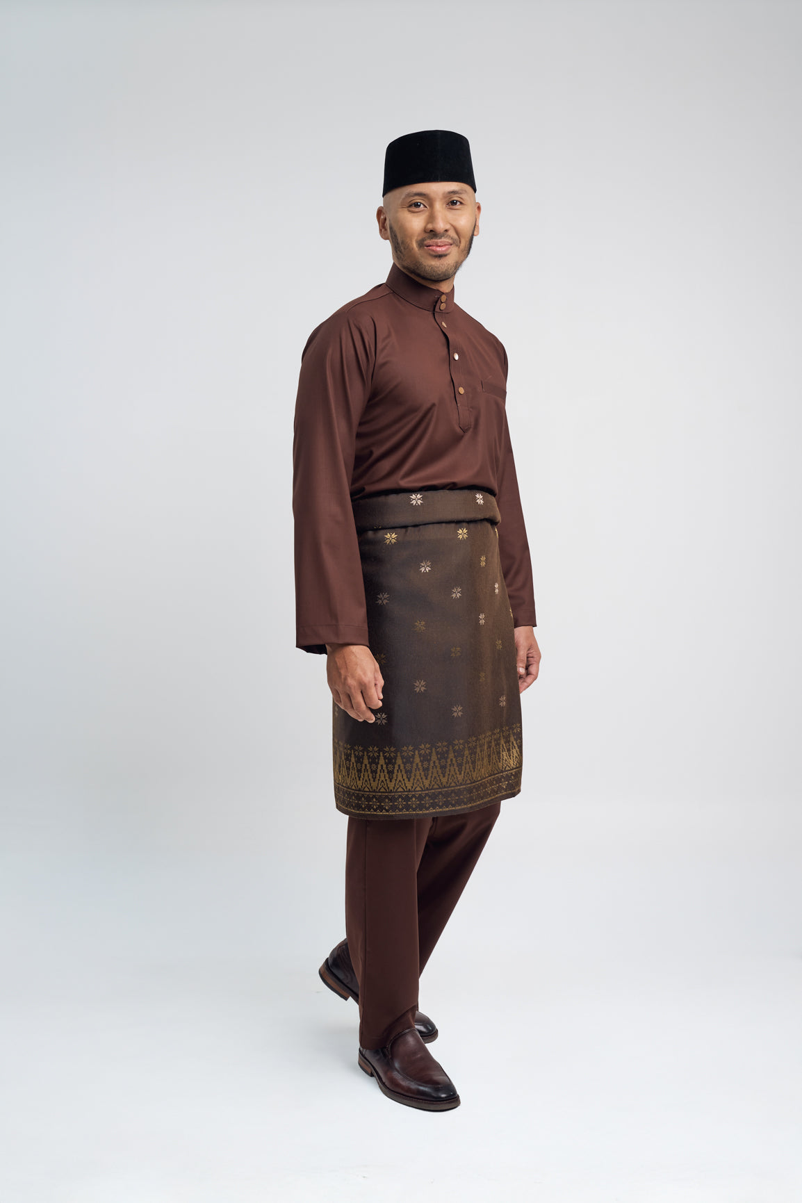 Patawali Modern Fit Baju Melayu Cekak Musang - Dark Brown