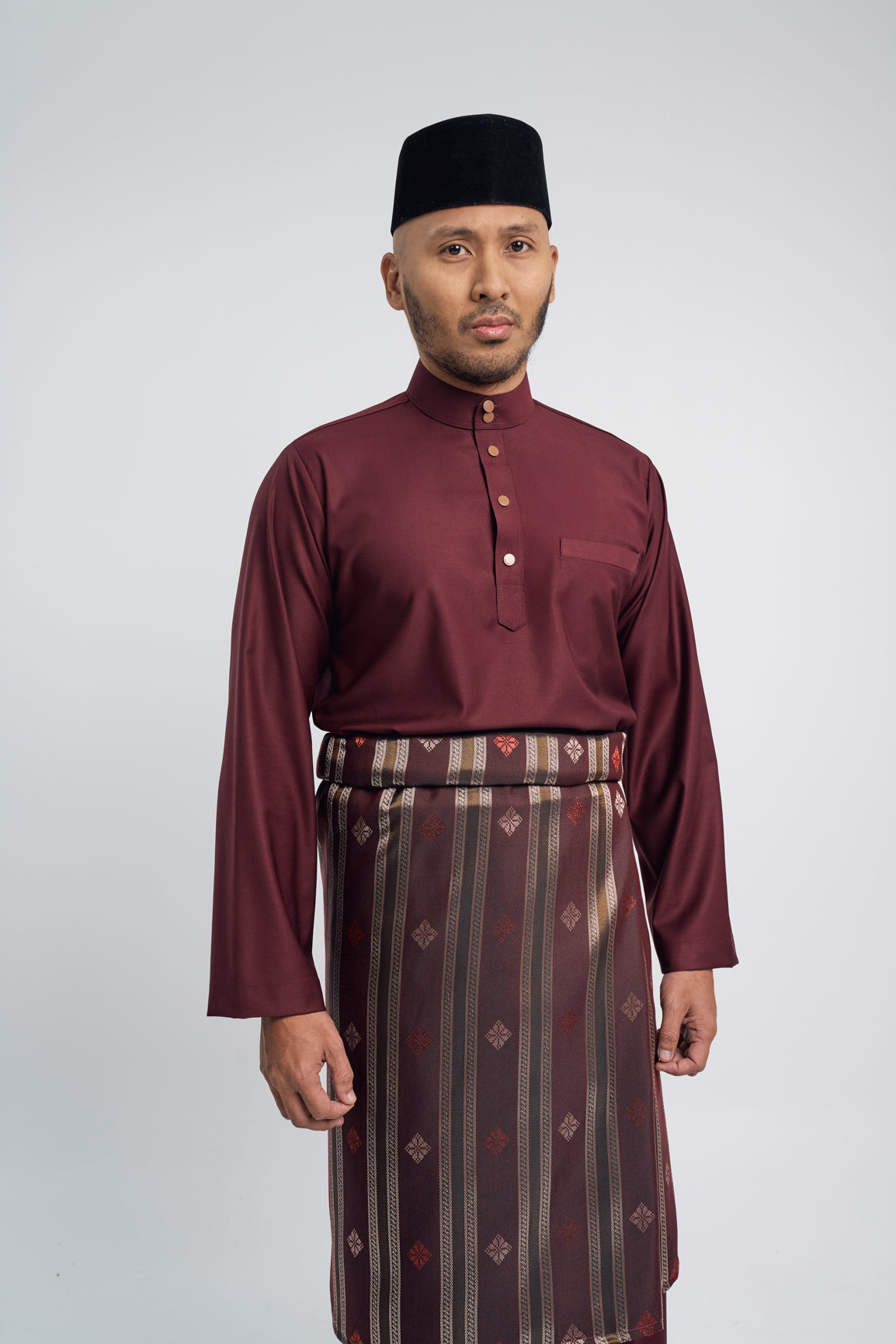 Patawali Modern Fit Baju Melayu Cekak Musang - Burgundy Red