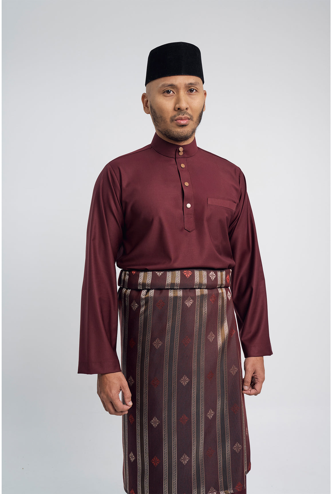Patawali Modern Fit Baju Melayu Cekak Musang - Burgundy Red
