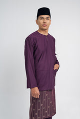 Patawali Classic Fit Baju Melayu Teluk Belanga - Dark Purple
