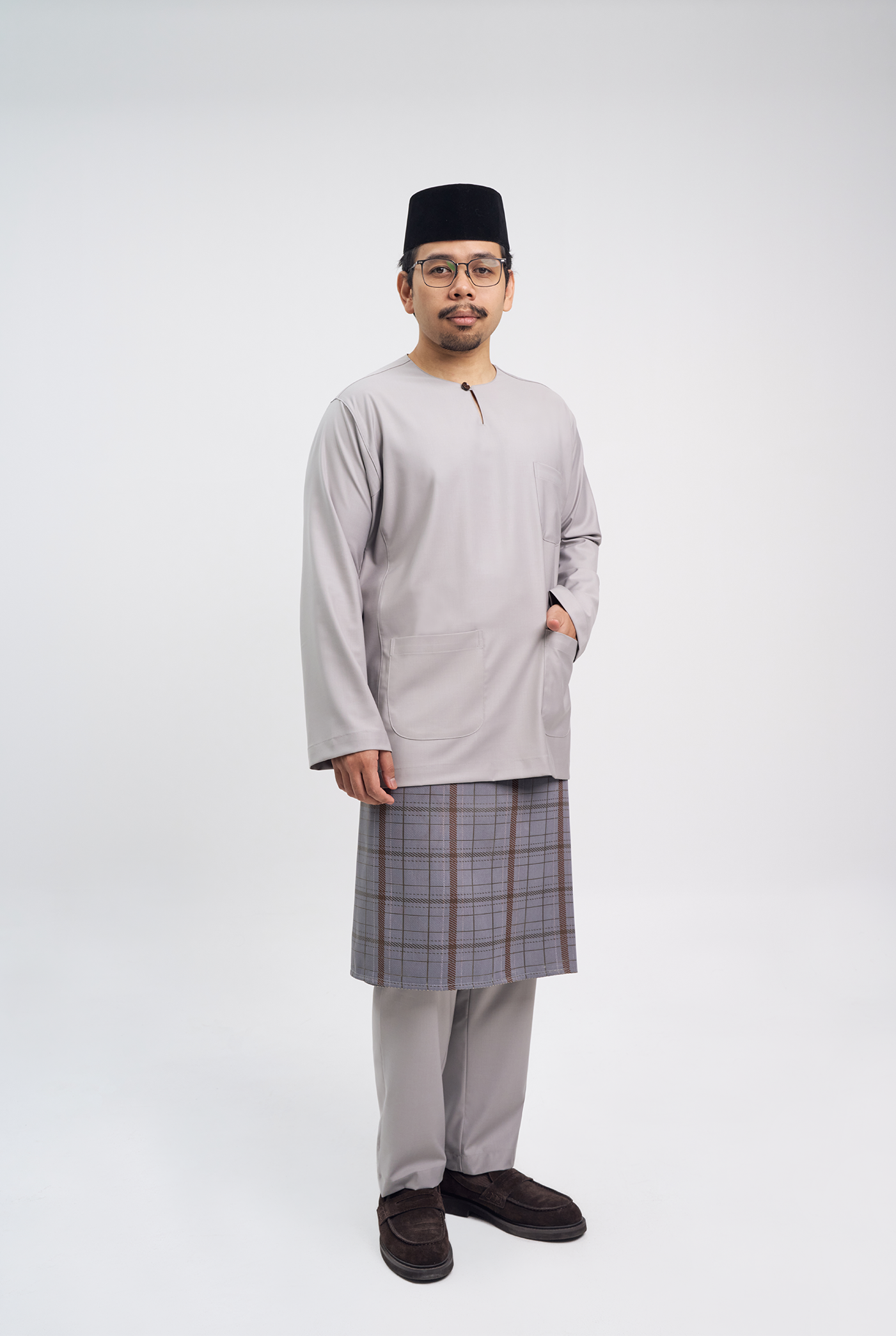 Patawali Classic Fit Baju Melayu Teluk Belanga - Ash Grey