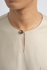 Patawali Classic Fit Baju Melayu Teluk Belanga - Beige