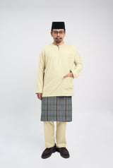 Patawali Classic Fit Baju Melayu Teluk Belanga - Kuning Langsat