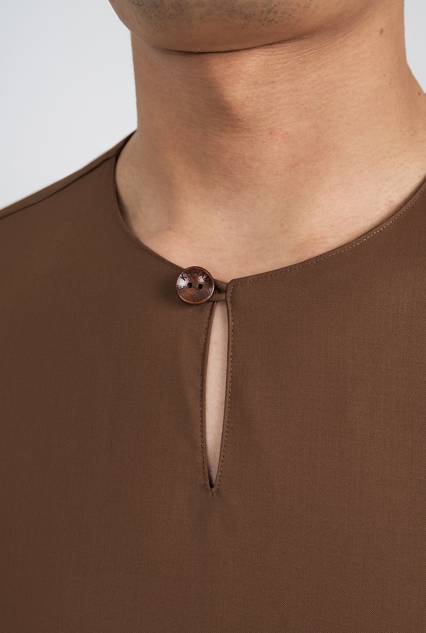 Patawali Classic Fit Baju Melayu Teluk Belanga - Coffee Brown