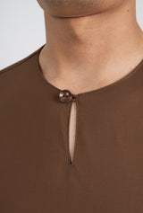 Patawali Classic Fit Baju Melayu Teluk Belanga - Coffee Brown