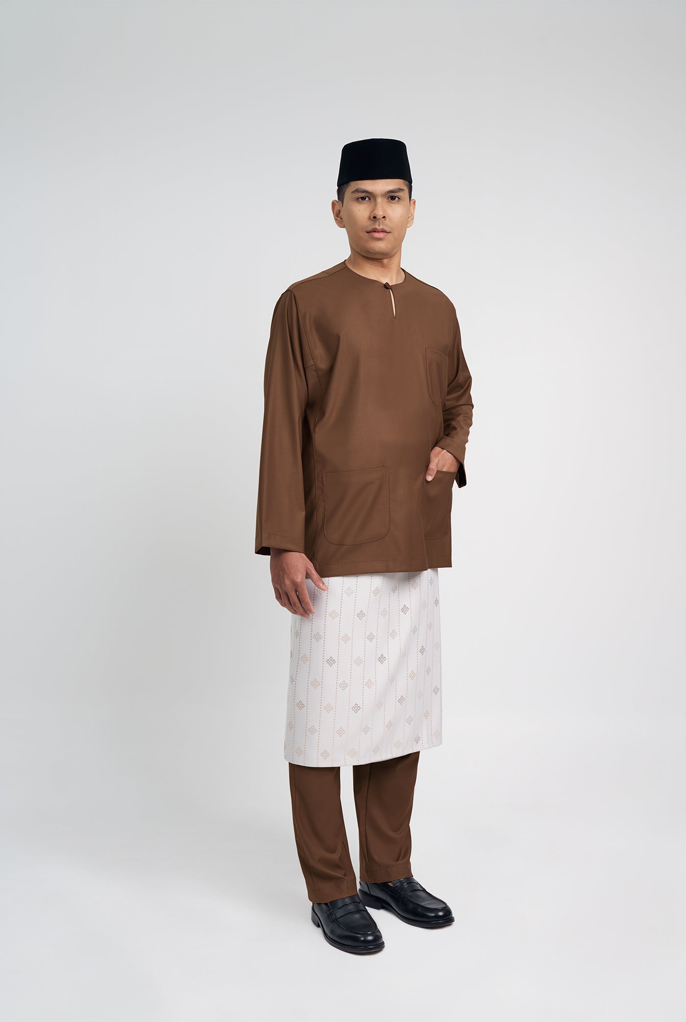 Patawali Classic Fit Baju Melayu Teluk Belanga - Coffee Brown
