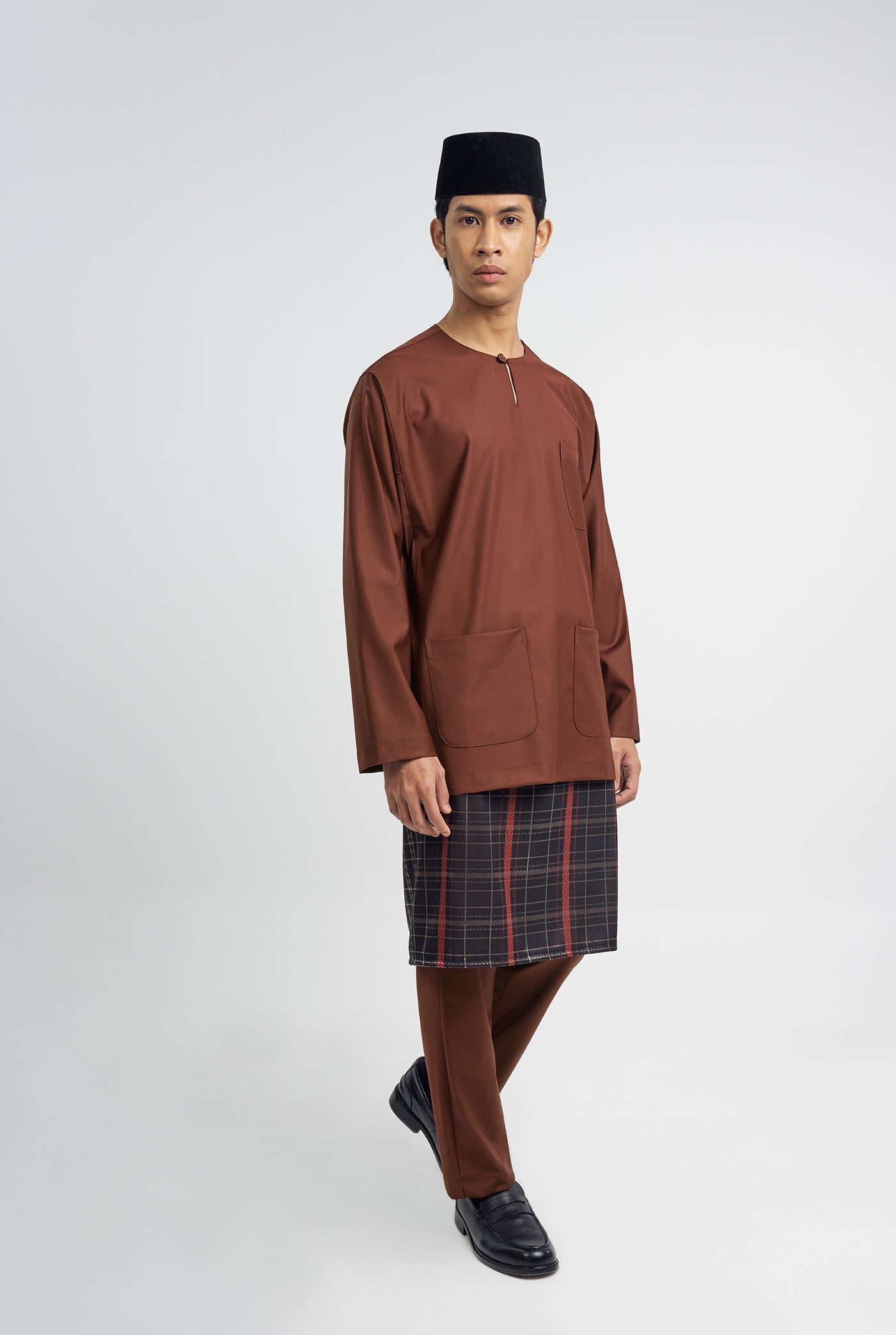 Patawali Classic Fit Baju Melayu Teluk Belanga - Bean Brown