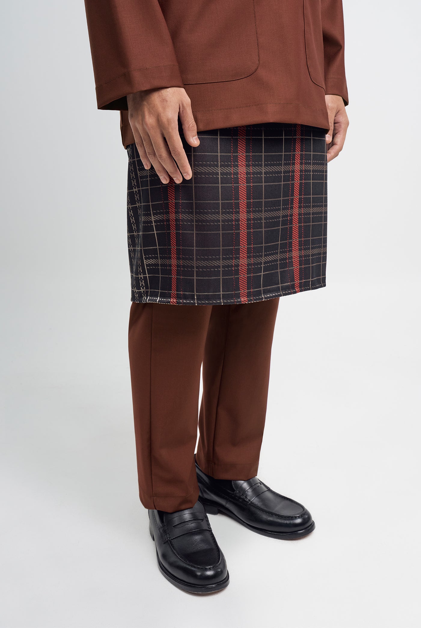 Patawali Classic Fit Baju Melayu Teluk Belanga - Bean Brown