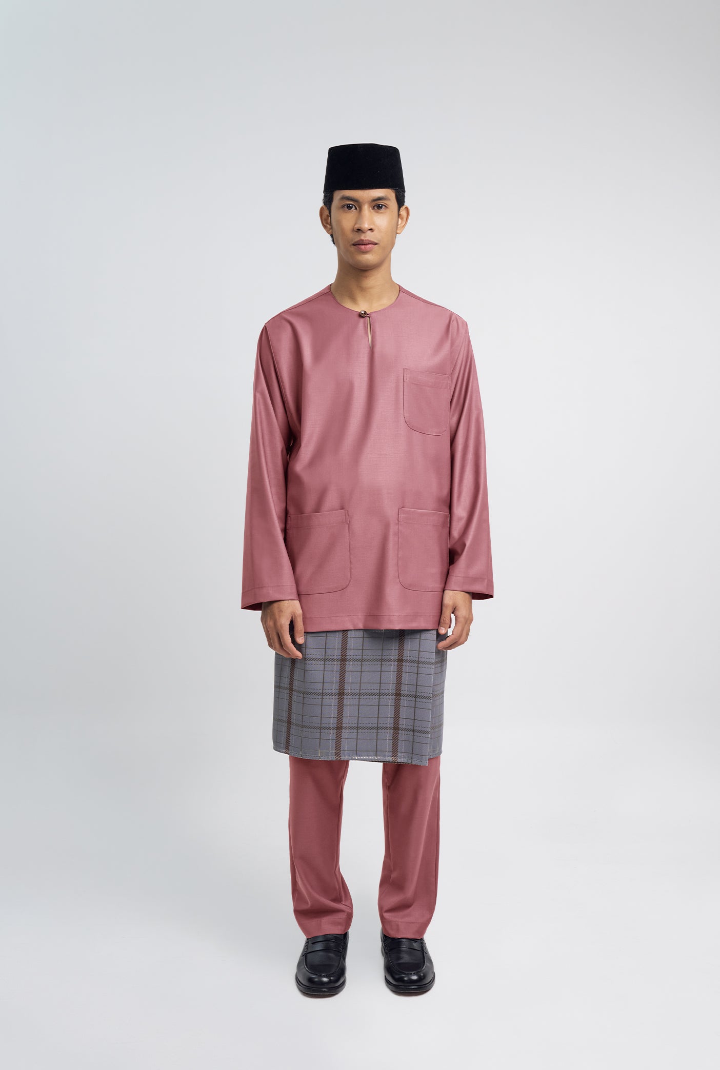 Patawali Classic Fit Baju Melayu Teluk Belanga - Dark Rose