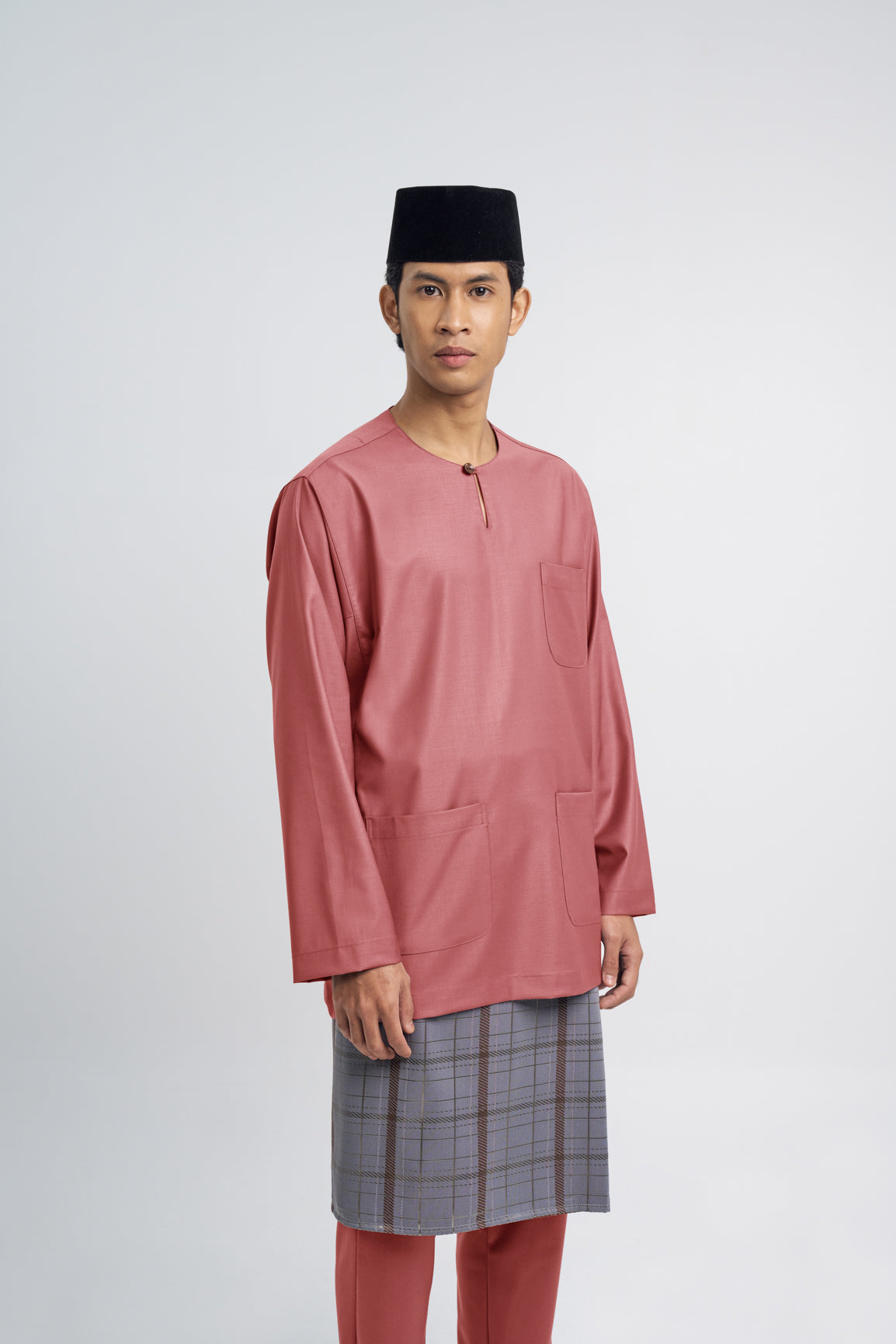Patawali Classic Fit Baju Melayu Teluk Belanga - Dark Rose