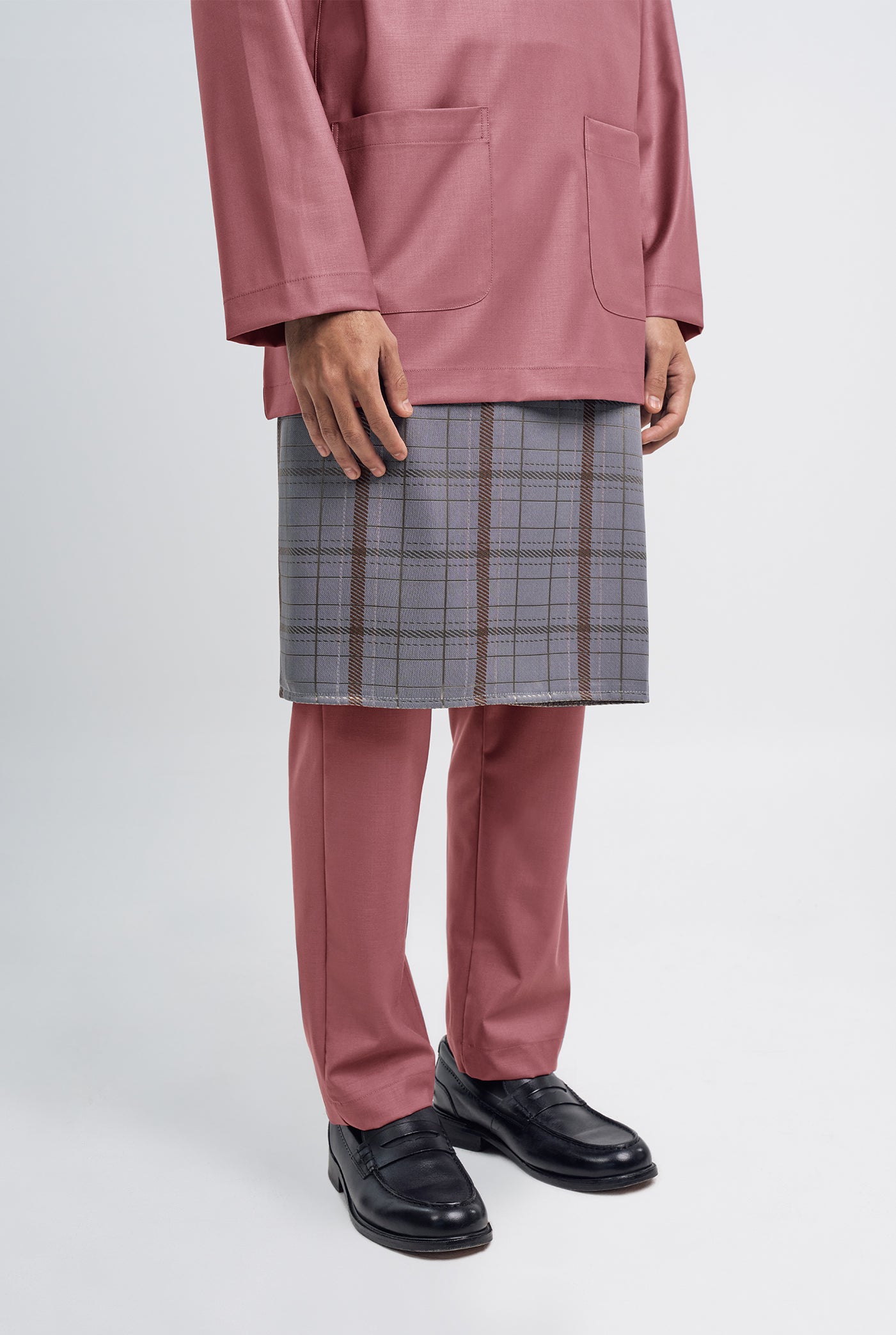 Patawali Classic Fit Baju Melayu Teluk Belanga - Dark Rose