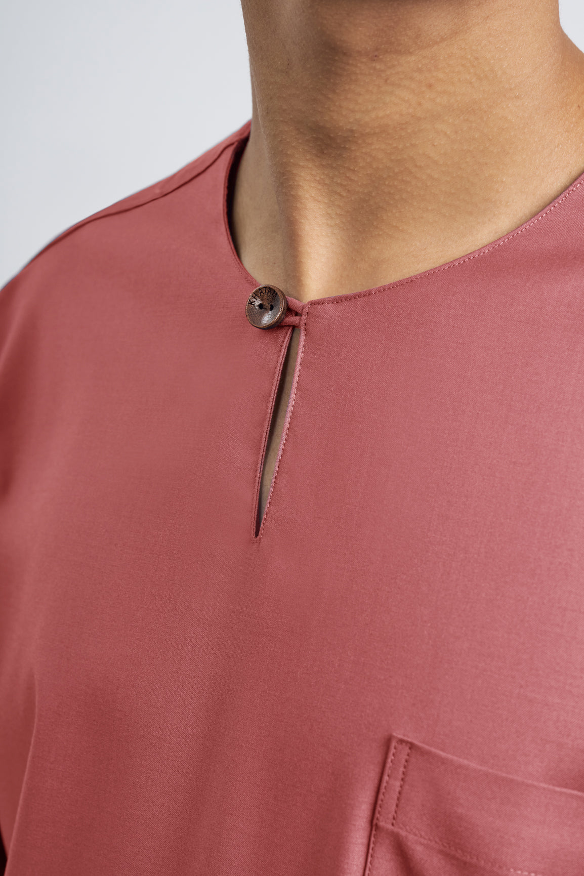 Patawali Classic Fit Baju Melayu Teluk Belanga - Dark Rose