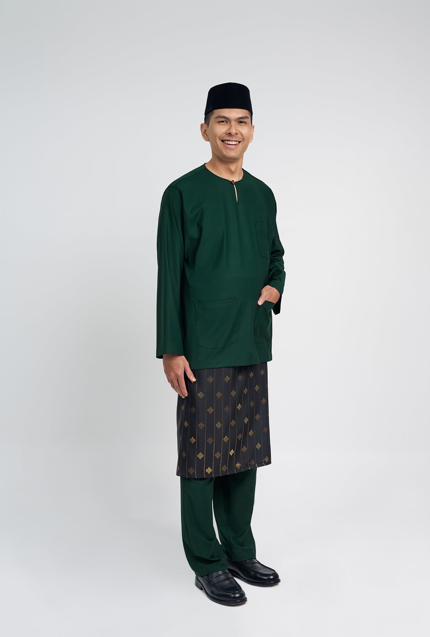 Patawali Classic Fit Baju Melayu Teluk Belanga - Deep Green