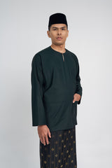Patawali Classic Fit Baju Melayu Teluk Belanga - Deep Green