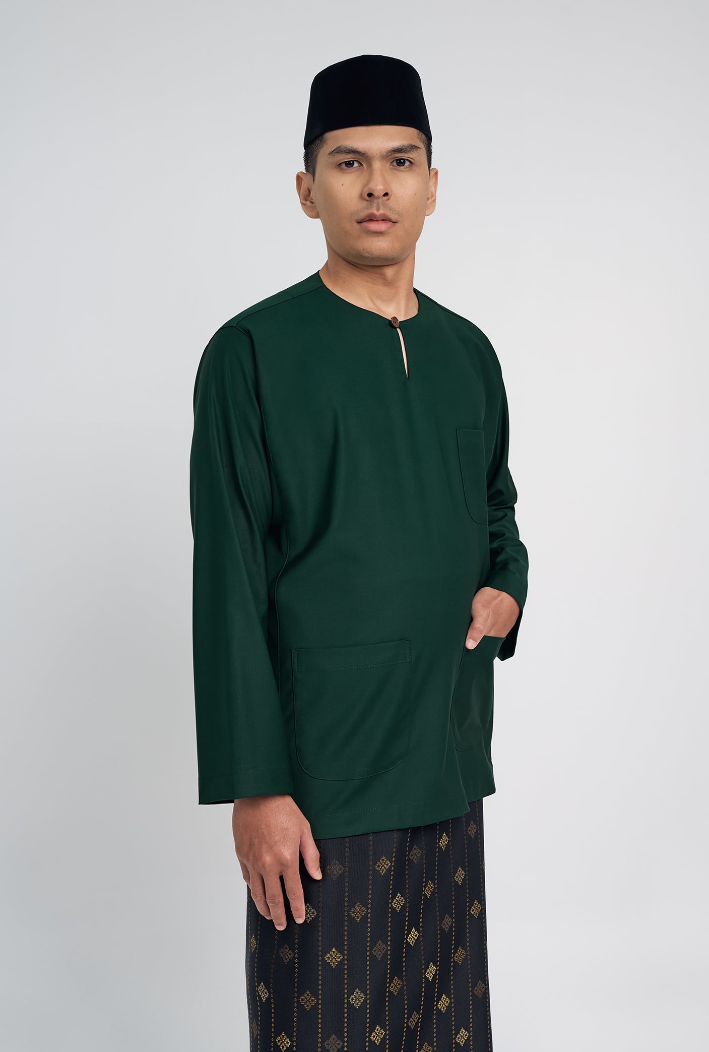 Patawali Classic Fit Baju Melayu Teluk Belanga - Deep Green