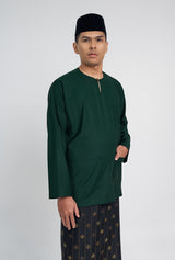 Patawali Classic Fit Baju Melayu Teluk Belanga - Deep Green