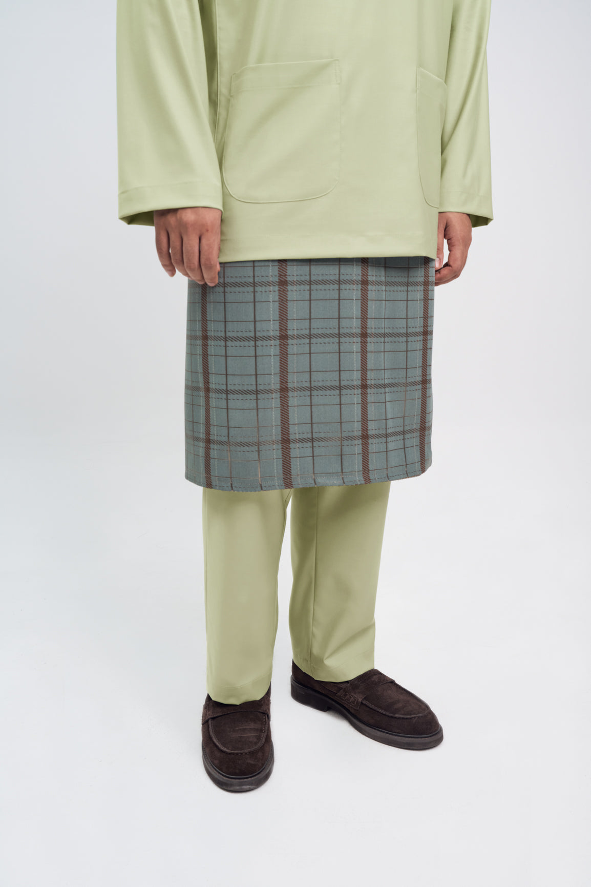 Patawali Classic Fit Baju Melayu Teluk Belanga - Honeydew