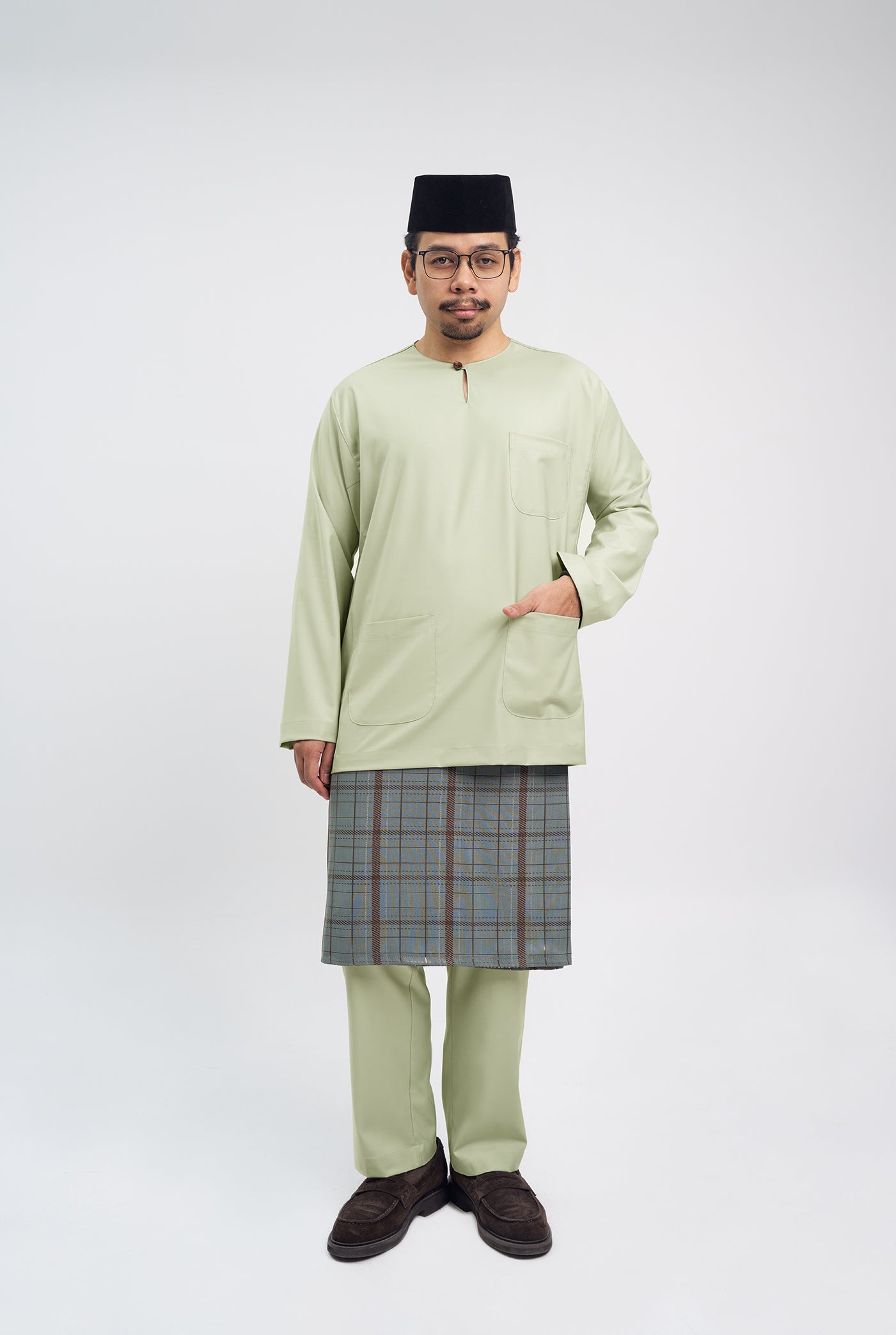 Patawali Classic Fit Baju Melayu Teluk Belanga - Honeydew