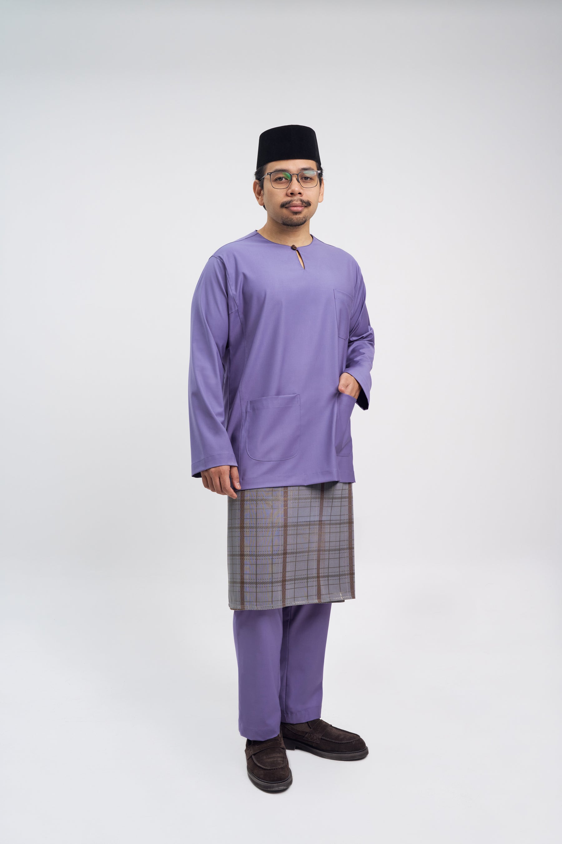 Patawali Classic Fit Baju Melayu Teluk Belanga - Purple Yam