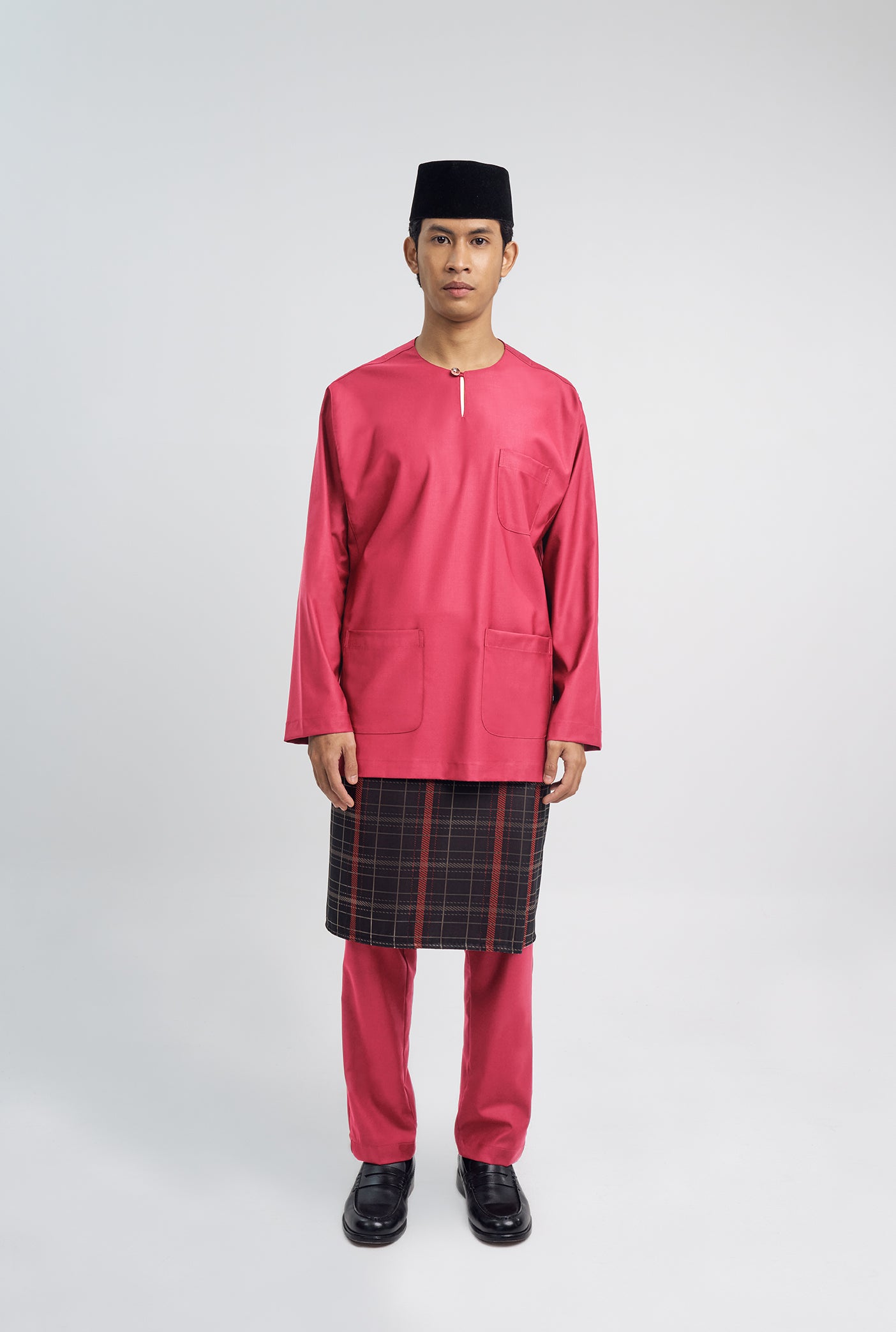 Patawali Classic Fit Baju Melayu Teluk Belanga - Rose Red