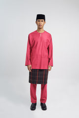 Patawali Classic Fit Baju Melayu Teluk Belanga - Rose Red