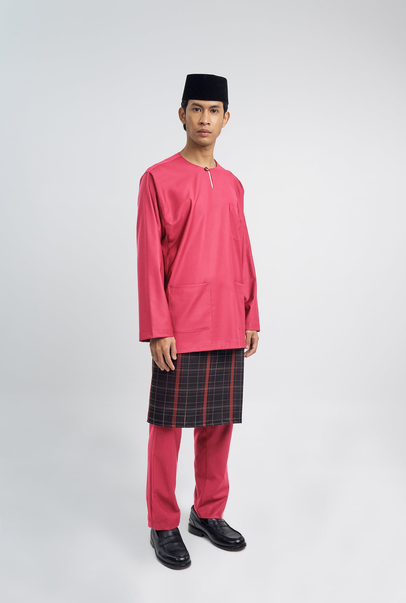 Patawali Classic Fit Baju Melayu Teluk Belanga - Rose Red