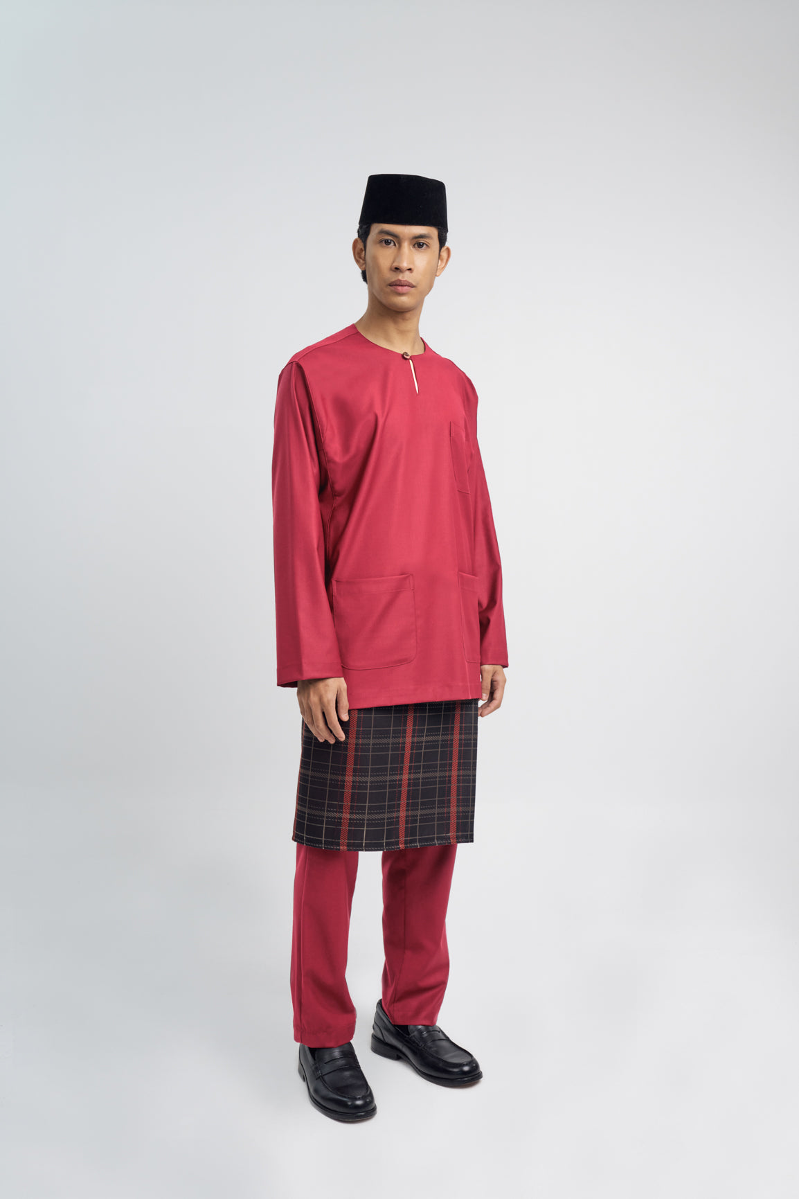 Patawali Classic Fit Baju Melayu Teluk Belanga - Rose Red