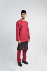 Patawali Classic Fit Baju Melayu Teluk Belanga - Rose Red