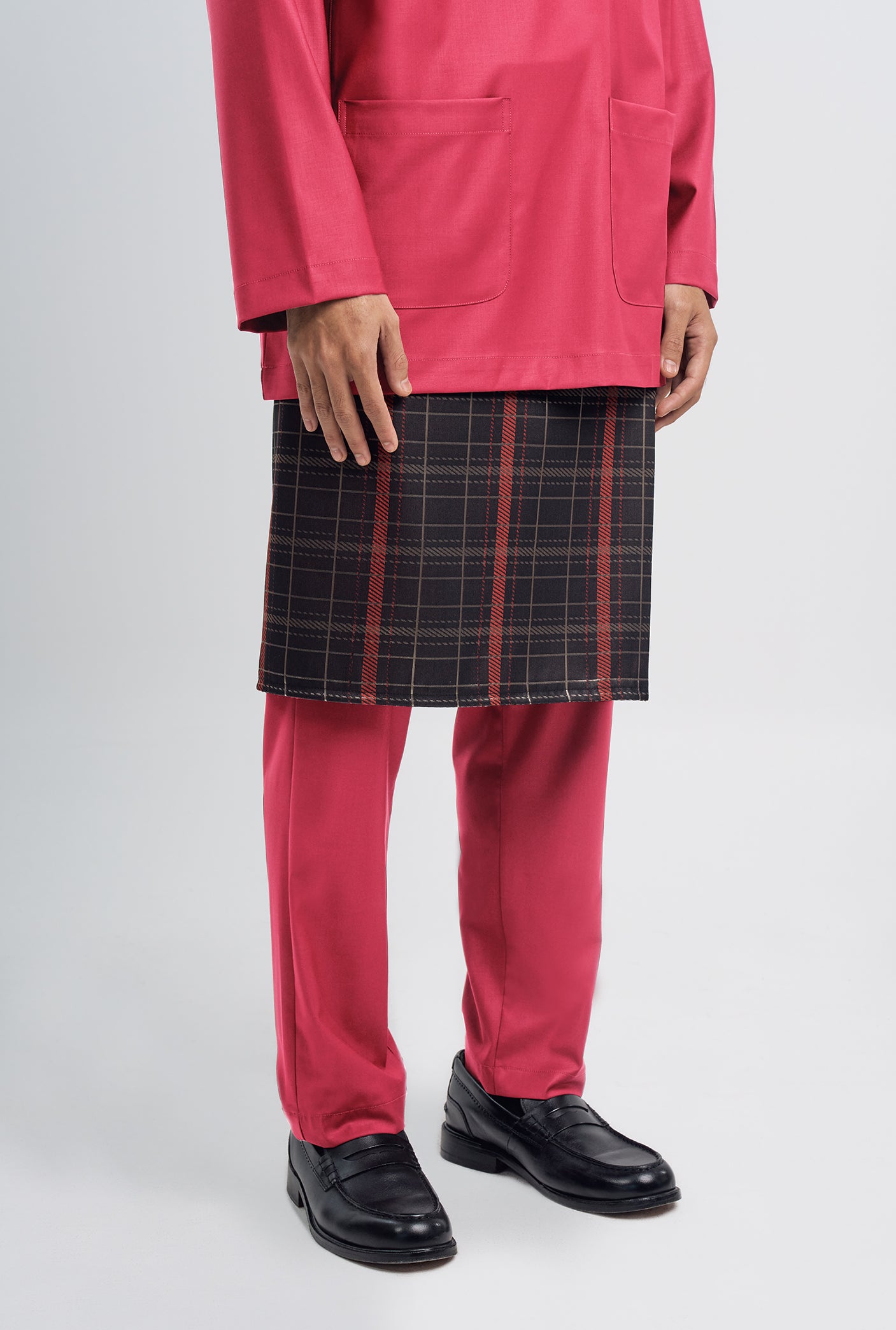 Patawali Classic Fit Baju Melayu Teluk Belanga - Rose Red