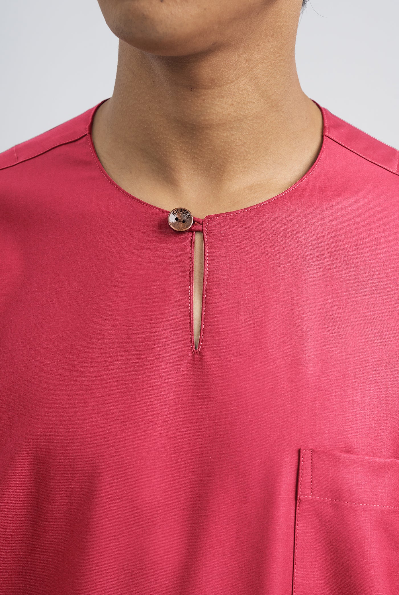 Patawali Classic Fit Baju Melayu Teluk Belanga - Rose Red
