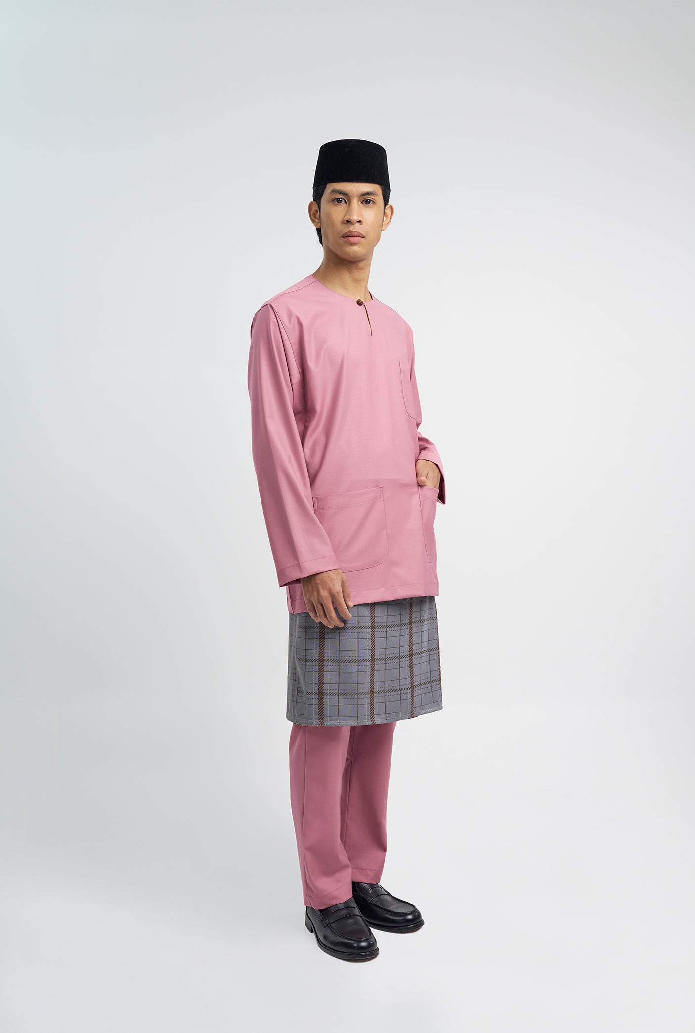 Patawali Classic Fit Baju Melayu Teluk Belanga - Pink Belacan