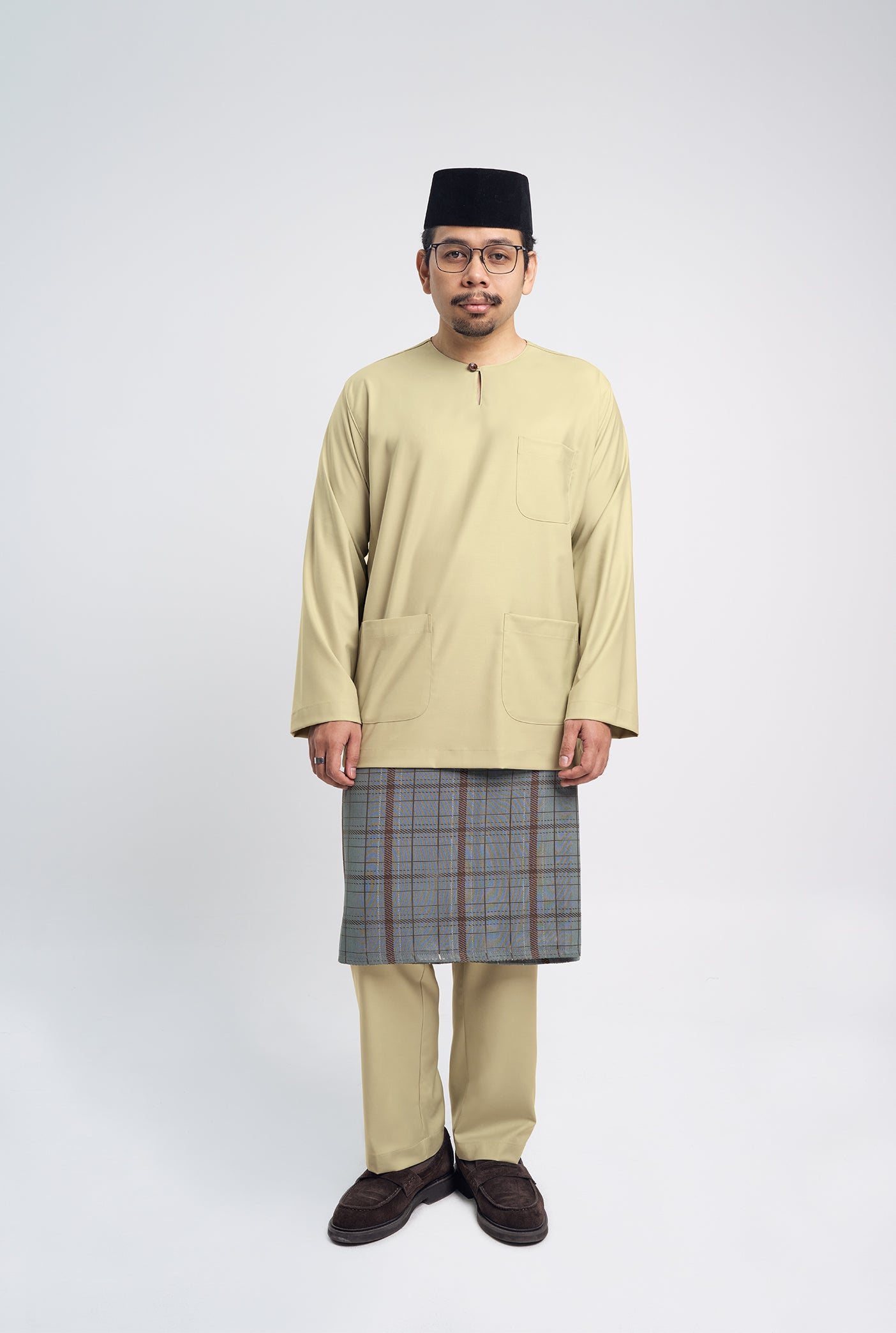 Patawali Classic Fit Baju Melayu Teluk Belanga - Buttermilk