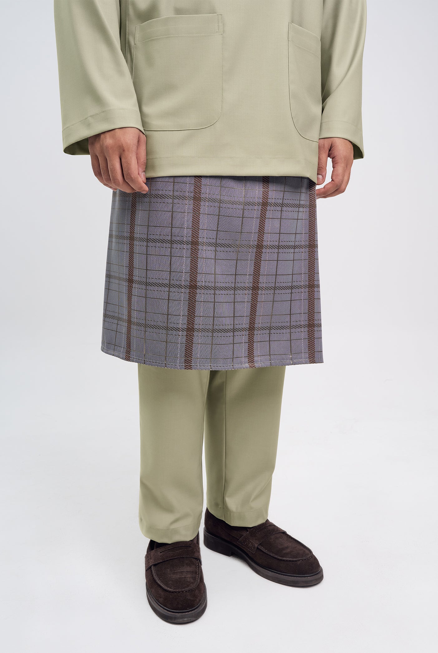 Patawali Classic Fit Baju Melayu Teluk Belanga - Light Khaki