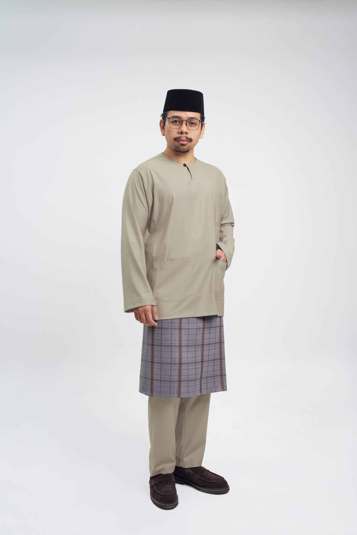 Patawali Classic Fit Baju Melayu Teluk Belanga - Light Khaki