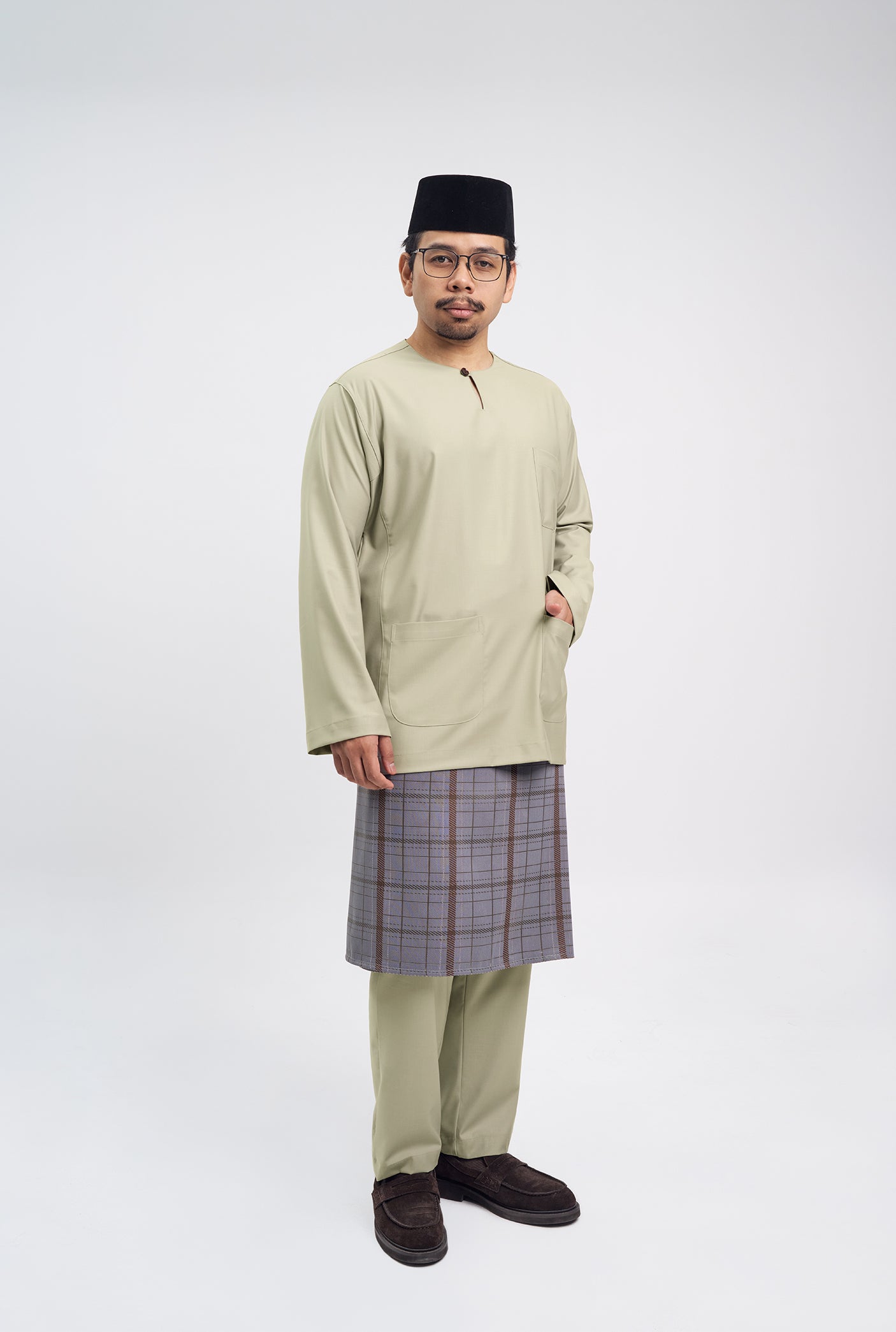 Patawali Classic Fit Baju Melayu Teluk Belanga - Light Khaki