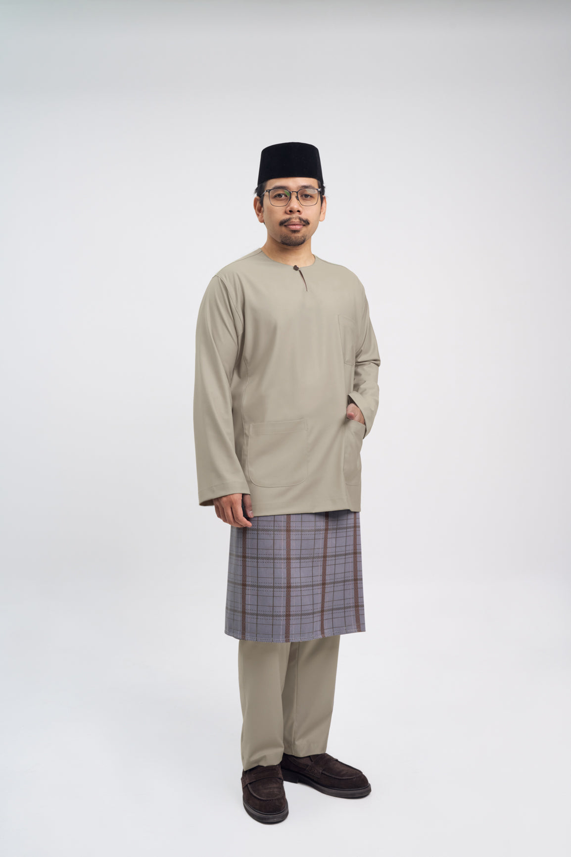 Patawali Classic Fit Baju Melayu Teluk Belanga - Light Khaki